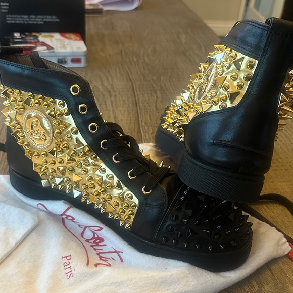 Christian Louboutin Black Sneakers with Gold Studs sz 47